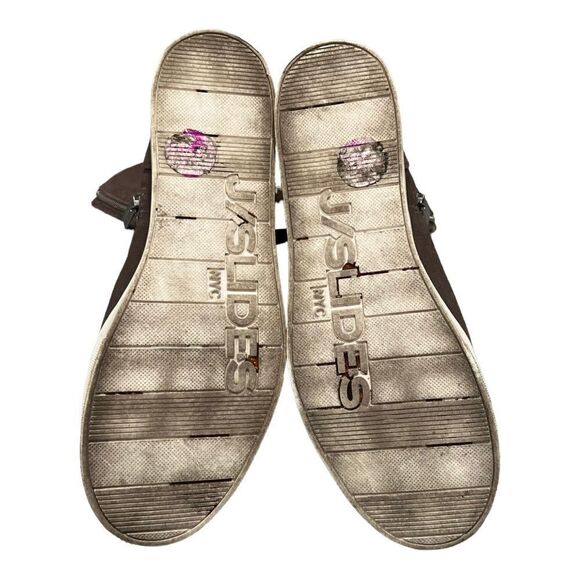 J/SLIDES GRAY/ Taupe Suede Faux Fur Hidden Wedge sneaker Booties Sz 8.5 - Picture 8 of 8